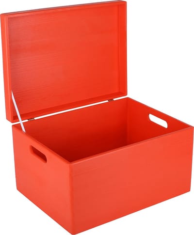 Creative Deco XXL Grote Houten Doos Opbergdoos Rood | 40 x 30 x 24 cm | met Deksel en Handvatten | Kerst, Kerstmis Cadeau