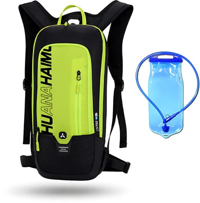 CarryQuest® - 6L Ultralight Sport Rugzak + Waterzak - Waterdichte Polyester Hydratierugzak met Rugventilatie, Ergonomische Pasvorm & Front-/Toploader - 46x22x7 cm - Groen