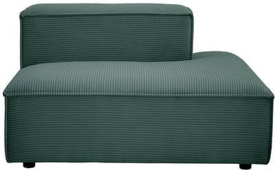 Vente-unique Chaise longue rechts in groen ribfluweel RUZOLO