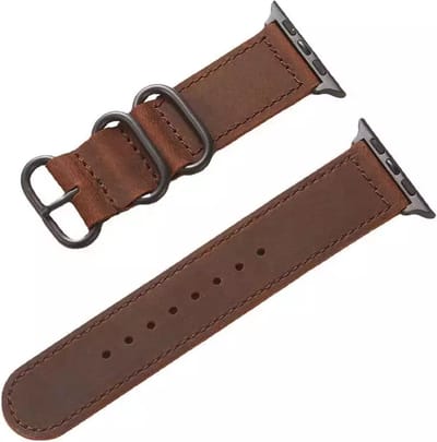 Fungus - Smartwatch bandje - Geschikt voor Apple Watch 42 / 44 / 45 / 49 mm - Series 1 2 3 4 5 6 7 8 9 SE Ultra iWatch - PU leer - Donkerbruin