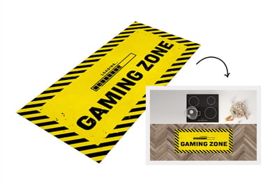 Keukenloper - Loper keuken - Gaming - Game - Zwart - Geel - 120x50 cm - Keukenloper vinyl