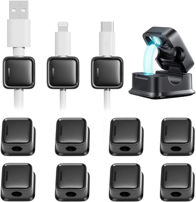 Famanu – Kabelhouder - kabelclips - kabelbeheer - 12 stuks - magnetische bureau-kabelorganizer - sterk hechtende draad - houder - cadeau voor nachtkastje - keukengerei