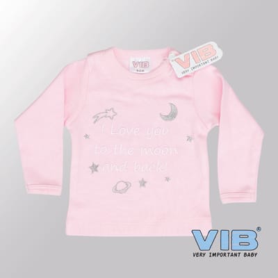 VIB® - Baby T-Shirt I Love You to the Moon and Back (Roze)-(0-3 mnd) - Babykleertjes - Baby cadeau - zwangerschap aankondiging - geboorte cadeau