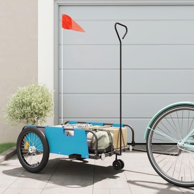 Fietskar - Aanhanger Bakfiets - Goederen Vervoeren - Stevig Ijzer Frame - 135 cm Lengte - Blauw Zwart