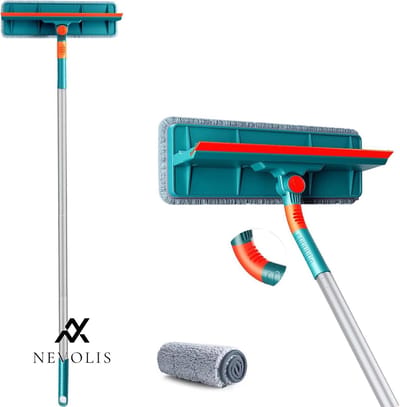 Nevolis 2-in-1 professionele raamreinigingsset met telescoopsteel voor hoge ramen binnen en buiten met raamwisser, Quanerba .