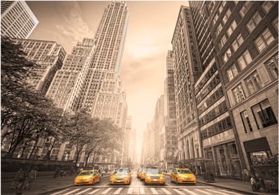 Fotobehang - New York taxi - sepia.