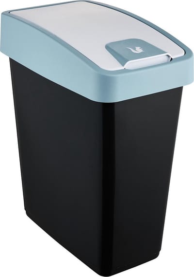 Keeeper - Afvalbak - Met Flip Deksel 47x39x24 - 25 L - Zwart/Blauw