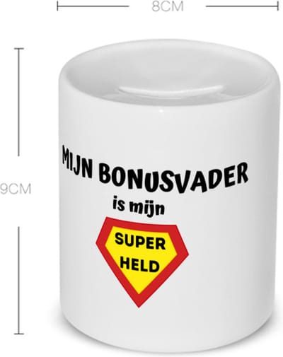 Akyol - mijn bonusvader is mijn superheld Spaarpot - Papa - super bonusvader - vader cadeautjes - vaderdag - verjaardag - geschenk - kado - 350 ML inhoud