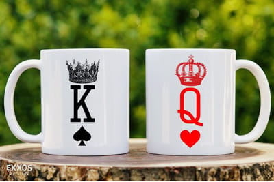 King en Queen Couple Matching mok - Mok met tekst - Grappige mok - Verjaardag cadeau - Cadeau voor man - Cadeau voor vrouw - Cadeau voor haar - Cadeau voor hem - Grappige cadeau - Thee glazen - Valentijn cadeautjes - Koffiekopjes