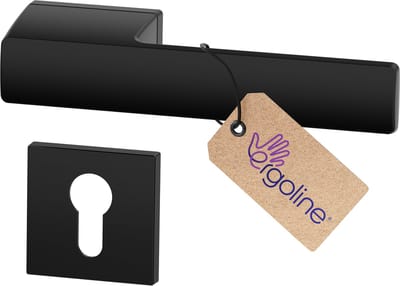 ERGO line MAGNUM – Massief design deurbeslag, Mat Zwart, Deurklinkgarnituur Binnendeur, Deurkruk Set- met cilindergat, Deurgrepen voor deuren, klinkpaar, Terugslagveer