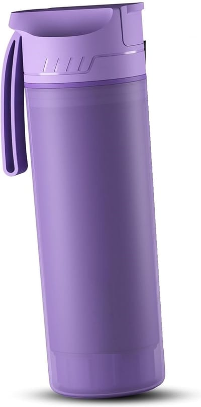 PolkaHome Professionele outdoor waterfilterfles met 1500 liter filtercapaciteit, verwijdert 99,99% van alle bacteriën en filtert virussen, deeltjes en zware metalen, paars
