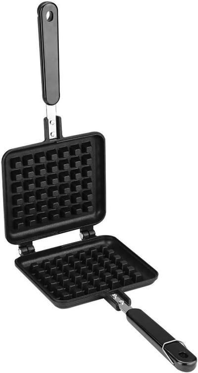 Wafelijzer Bakvorm - Wafelpan Bakplaat - Thuis Wafels Maken - Antiaanbaklaag - 31.5 x 14 cm - Zwart