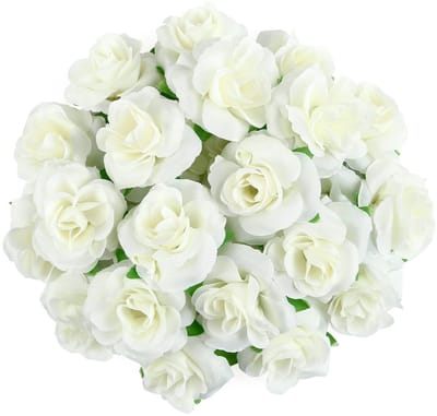 Dailygoods- Kunstbloemkoppen 50 Stuks - Kunstbloemen Rozen - Bruiloft/Feest Decoratie - Doe-Het-Zelf - Lichtgeel - Diameter 4 cm