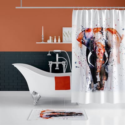 Casabueno - Elephant - Douchegordijn - 180x200cm - Badkamergordijn - Waterdichte - Dier Print
