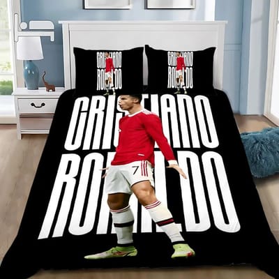 3D NIEUW Dekbedovertrek Kussensloop Beddengoedset Voetbal CR7 R-Ronaldos Volwassen Jongen Meisje Slaapkamerdecoratie Kinderen Enkel Dubbel Groot 70x133cm 2pcs