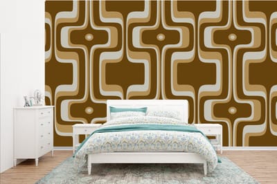 Behang - Fotobehang Retro - Design - Bruin - Breedte 385 cm x hoogte 240 cm