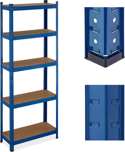 stellingkast - 500 kg - staal - 180 x 70 x 30 cm - 5 planken - schuur - garage - blauw