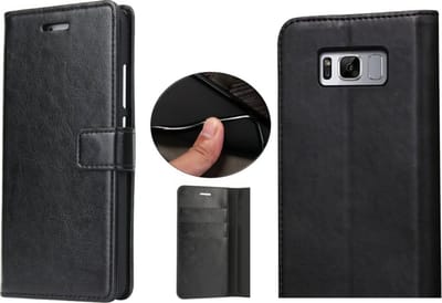 Hoesje geschikt voor Samsung Galaxy S8 - Kunstleren Portemonnee Hoesje Zwart - Kunstlederen Wallet Case TPU - Book Case - Flip Cover - Klap - 360 beschermend Telefoonhoesje