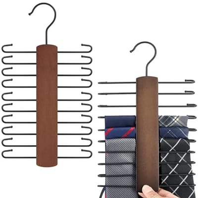 SnelShoppen - 360 Graden Draaibare Houten Stropdas en Riem Hanger - Opbergsysteem voor 20 Ties, Riemen en Sjaals - Ruimtebesparende Kastenorganizer va