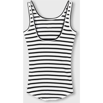 10DAYS Ballet Top Back Scoop Stripes Ecru/black Size: L | Tanks &amp; Camis Outlet | Dames | Zwart
