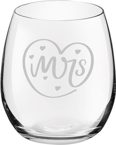 Gegraveerde drinkglas 39cl Mrs. In hartje