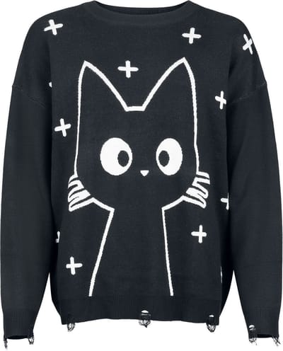 Banned Lumi Jumper Dames Gebreide trui - zwart/wit - XL
