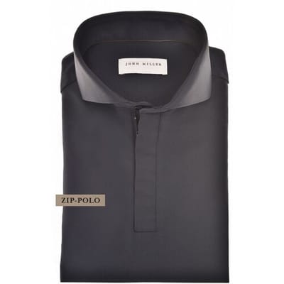 John Miller Polo Slim Hyperstretch Long Sleeve Zip Collar Donker Blauw / male