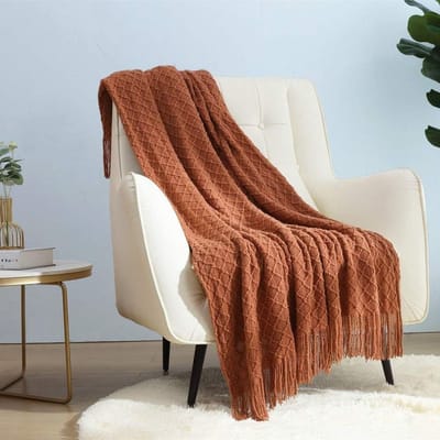 Knitted Dekentje voor Sofa, Stoel of Bed - Zacht, Warm en Lichtgewicht voor Lente en Zomer (50"x60", Caramel)