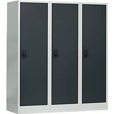 Schoollocker, compartimentbreedte 400 mm, 3 compartimenten, lichtgrijs/antraciet
