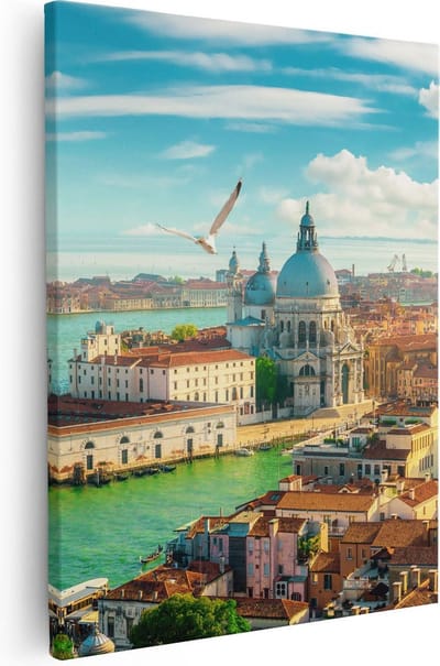 Artaza Canvas Schilderij Zeemeeuw - 40x50 cm - Wanddecoratie Venetië - Muurdecoratie Skyline - Kamer Accessoires Zee