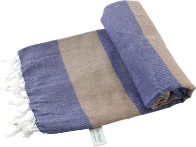 Arowell Double Banded Pestemal - Fouta - Hamamdoek - Hammamdoek - Blauw - Bruin - 180 x 100 cm