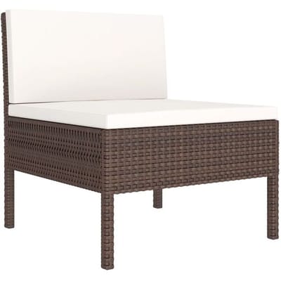 vidaXL - 9-delige - Loungeset - met - kussens - poly - rattan - bruin