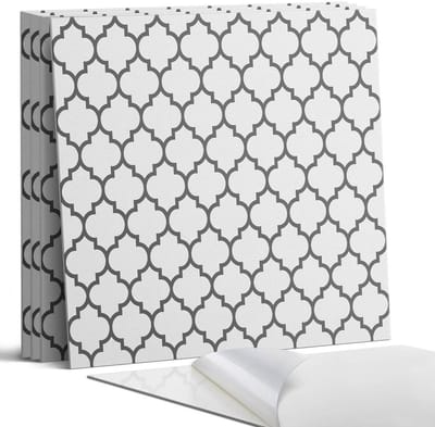 Coloray Wandpanelen Zelfklevend - Patroon met symmetrische vormen Zelfklevende Wandpanelen - 50 cm x 50 cm - Zwart Wandpaneel PVC - 4 stuks - Mozaïeken Wandpanelen Zelfklevend - Wandpanelen Keuken - Wandpaneel Badkamer