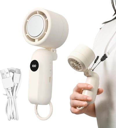 Oplaadbare draagbare ventilator, handventilator | Kleine handkoelventilatoren - USB-oplaadbare LED-weergave - Stille luchtkoeler