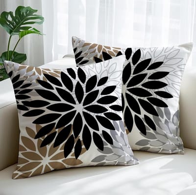 Kussenhoes Set - Decoratieve Hoezen - Woonkamer Aankleden - Dubbelzijdig Patroon - 50 x 50 cm - Zwart Bruin