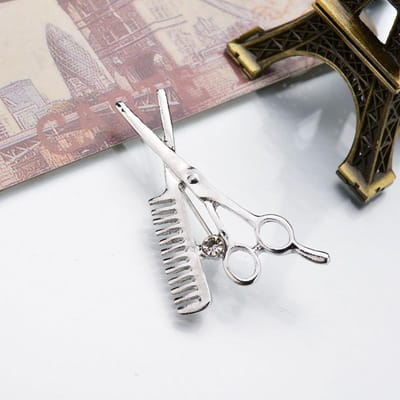 Peigne en cristal, ciseaux, broche, chapeau, collier, clips, hijab, broches, mariage argenté
