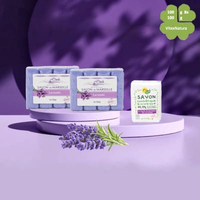 La Cigale 8x100g Glycerine Lavendel zepen | Cigale Bio 100g lavendel zeepje | Marseillezeep set