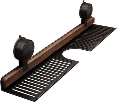 KZQ Houten Badkamerplank 50 cm – Wandrek voor Wastafel Keuken Douche – Waterkraanrek met Zeephouder – Opbergrek voor Thuis Appartement Hotel Slaapzaal