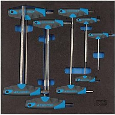 Gedore gereedschapsbak 1500 CT2-DT 2142, 2/3 module, incl. assortiment offsetschroevendraaiers, 9 st, B 315 x D 310 x H 35 mm, schuimrubber, zwart/blauw
