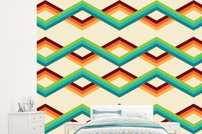 Behang - Fotobehang Retro - Strepen - Design - Seventies - Breedte 245 cm x hoogte 220 cm