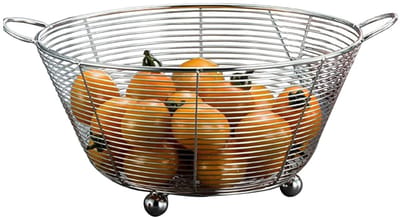 Mand, ronde 304 roestvrij staal grote mesh fruitschaal mand kom, opslag schotel houder voor keukenaanrecht, brood, fruit, snacks, snoepjes, groenten (9,4 in/24 cm)