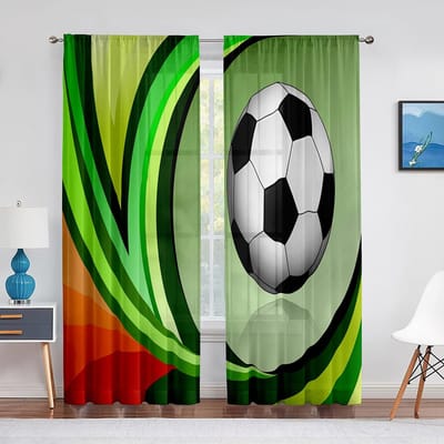 Voetbalspits Schopt de Bal Voetbal Tule Transparante Gordijnen voor Woonkamer Slaapkamer Raam Modern Tule Voile Gordijn Decoratie 1 PCS W100XH250cm&Grommet Top