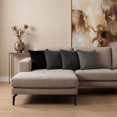 Dutch Decor - KUSSENSET - 4-delig Mixed Textures - 45x45 cm - inclusief binnenkussens - zwart, antraciet - Met Ritssluiting – Decoratie Kussens - Comfortabele kussentjes voor op de Bank