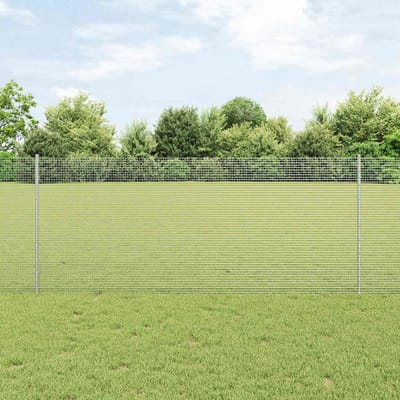 vidaXL - gelast - draadhek - met - palen - 10 - x - 1 - m - Gegalvaniseerd - staal - Mesh