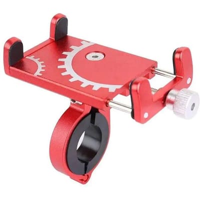 Support de téléphone portable universel pour vélo, support de téléphone portable, GPS, métal, support de guidon de moto, clip antidérapant rouge