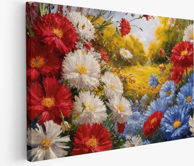 Saammp Muurcirkel Hout - bloemen in veld - Natuur - Ø 90 - Wandcirkel - Wanddecoratie Cirkel - Muurdecoratie Woonkamer - Kantoor Decoratie