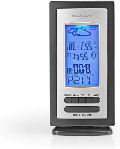 Weerstation - Weersvoorspeller Alarm - Binnen Buiten Meten - Met Hygrometer Kalender - LCD Display - Zwart Zilver