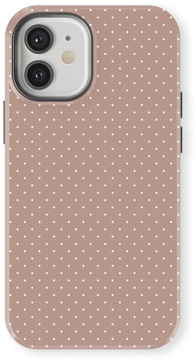 Micro Dots Tough Hoesje geschikt voor iPhone 12 | Geschikt Voor Mag | Stippen Motief Backcover geschikt voor iPhone 12 Mocha Confetti