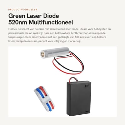 Dailygoods - Green Laser Diode - 520nm - Multifunctioneel - Groen - Lasermodule met Driver - Perfect voor Projecten - Inclusief Accesoires