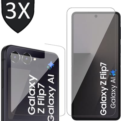 Screenprotector geschikt voor Samsung Galaxy Z Flip 7 - 3x Volledig Dekkend Premium PET Screen Protector